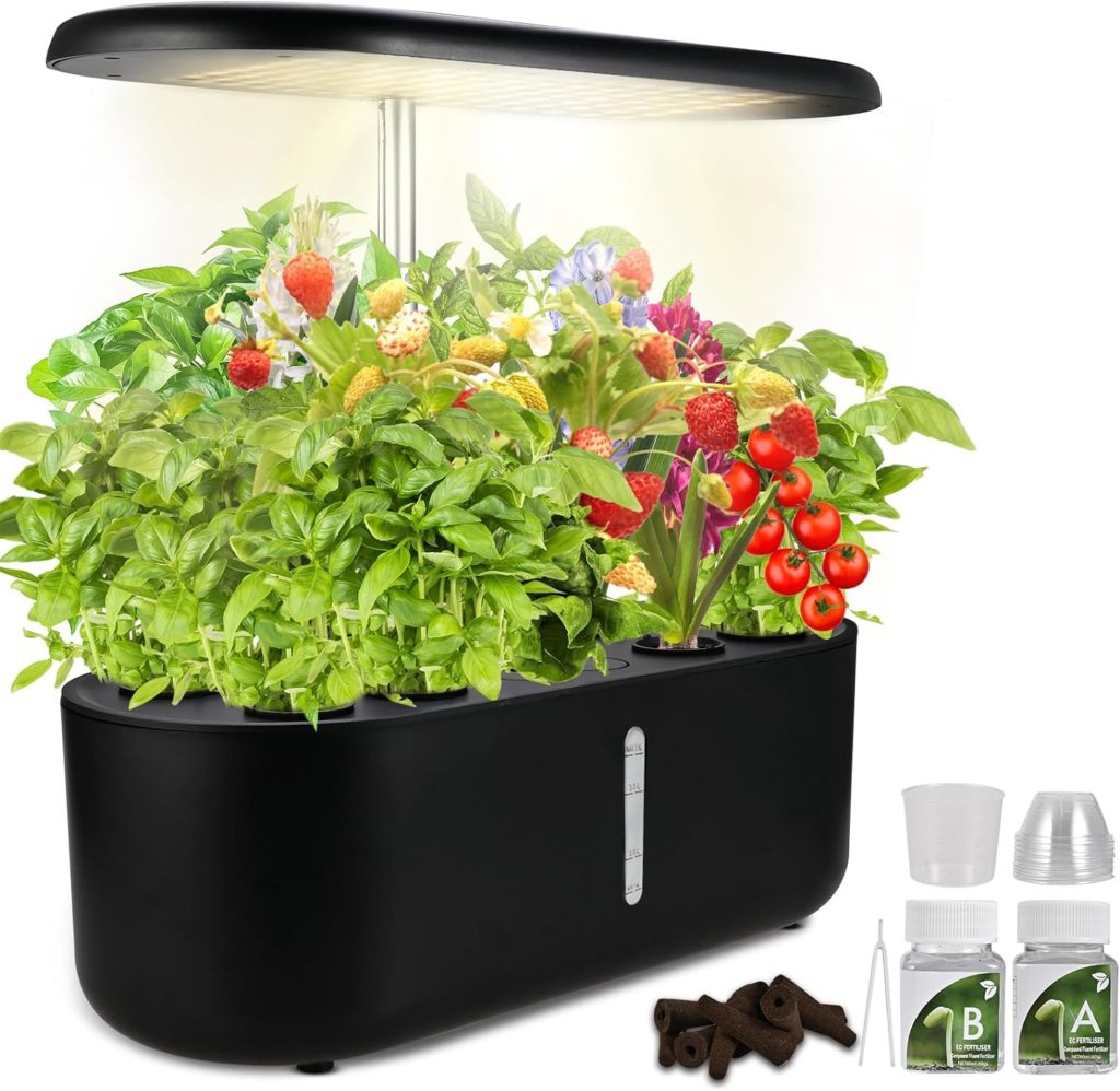 Cieex Hydroponic Propagation Systems, 3.6 L Water Tank (Plant Growing Station), LED Plant Lamp 24 W, 10 Pods Smart Garden Indoor Herb Garden Germination Set Height Adjustable for Household and Kitchen