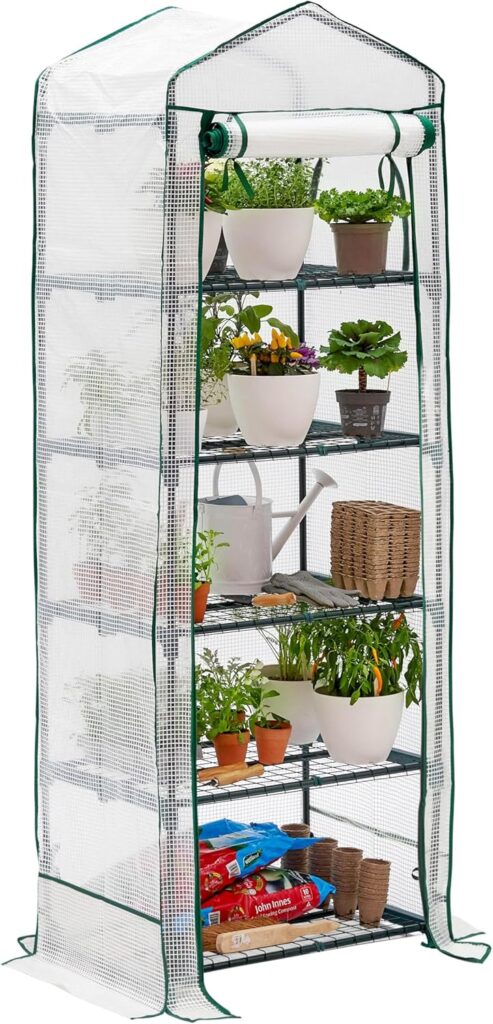 Bramble - Premium Garden Foil Greenhouse for Balcony  Patio with 5 Shelves, Steel Frame  Reinforced PVC Cover - Stable  Easy to Assemble - 193 x 69 x 49 cm