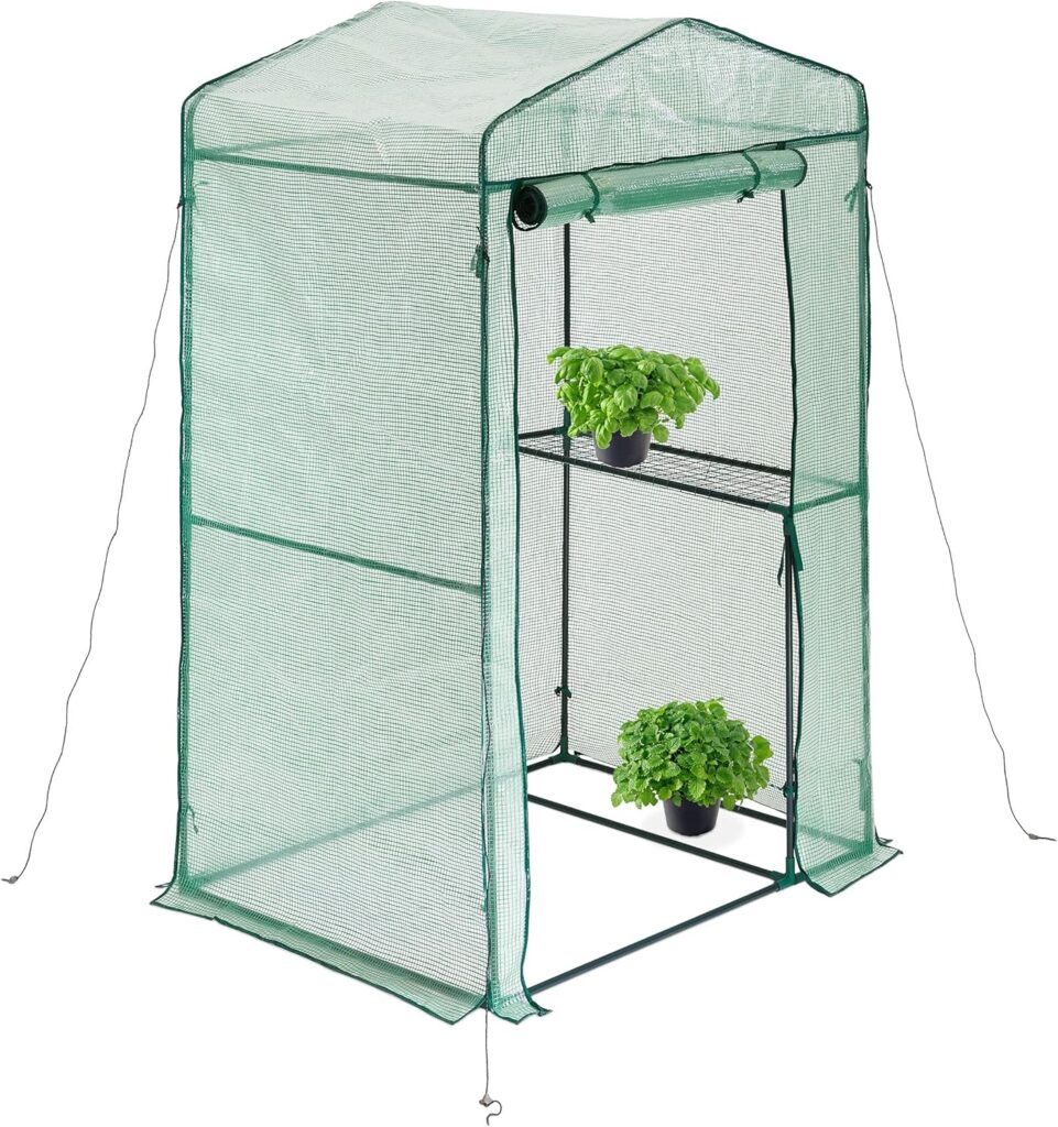 UDPATIO Greenhouse with 4 levels, small foil greenhouse with shelves, roll-up door, 4 wheels and 4 ground hooks, 171 x 70 x 50 cm, propagation house, greenhouse, space-saving, cold frame for balcony,