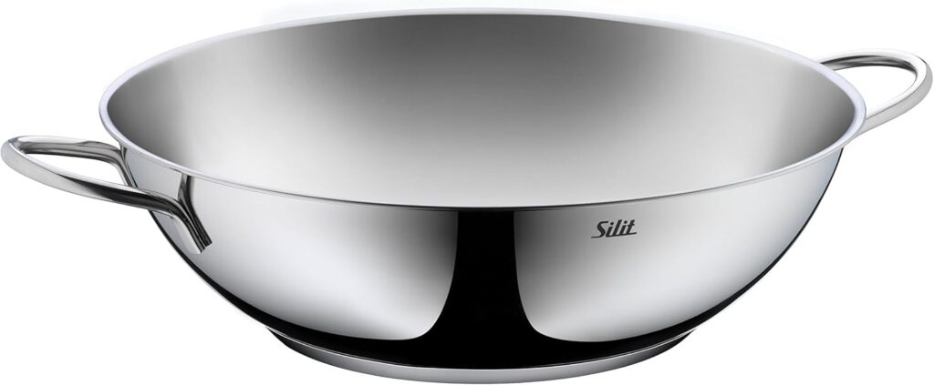 Silit Rust-Proof Stainless-Steel Wok for Induction Dishwasher Safe Diameter 32 cm